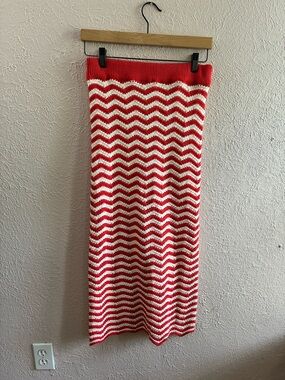 NWT Talulah crochet knit maxi skirt red chevron